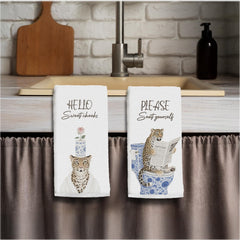 Grandmillenial blue and white towels for washroom decor
