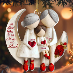 Grandpa and grandkids moon scene ornament display