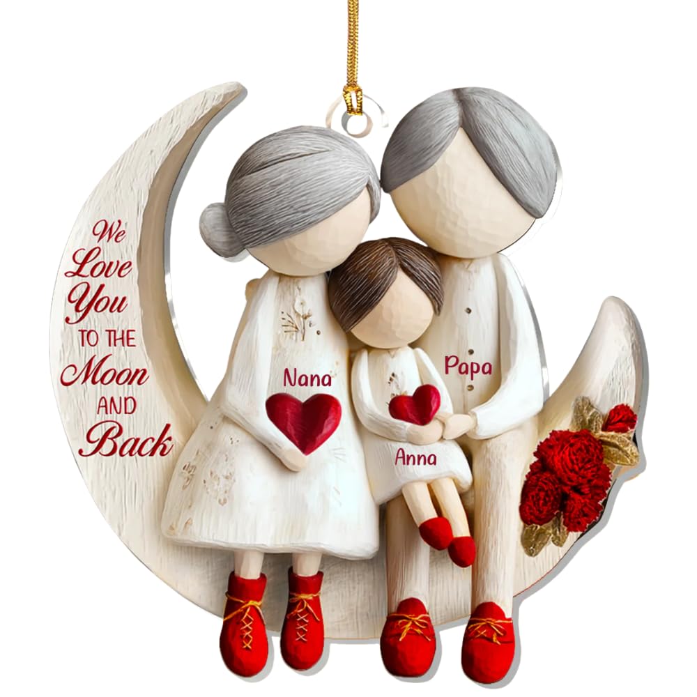 Grandparents and grandchild moon love ornament product image