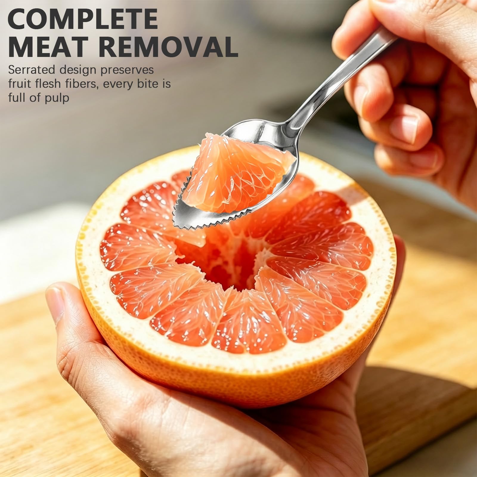 Ergonomic anti slip handles on grapefruit utensils