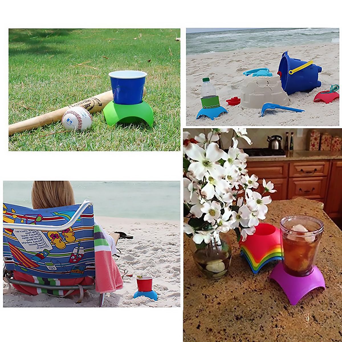 coasters and cup holders included for beach trips