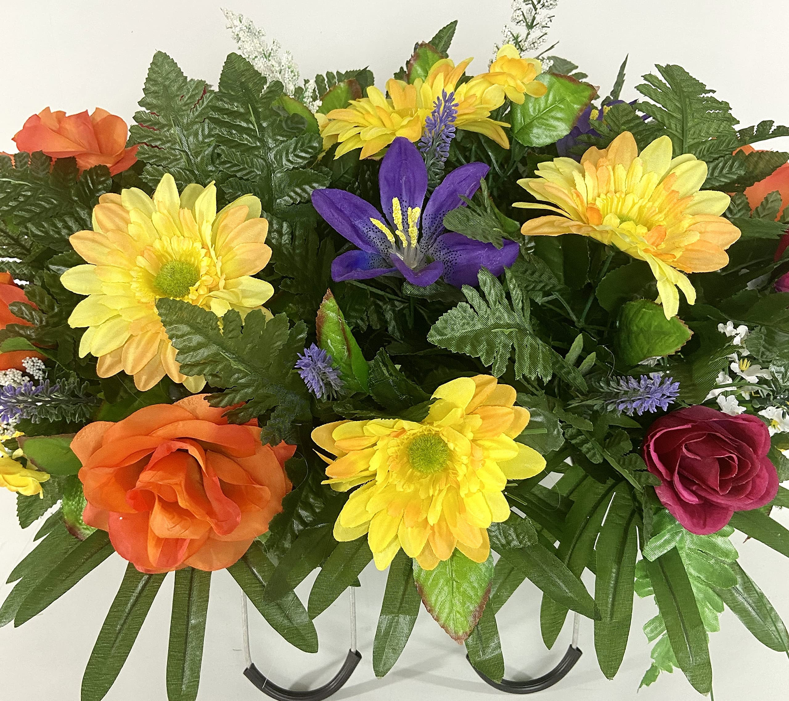Purple Orange Yellow Mix color scheme for headstone decor