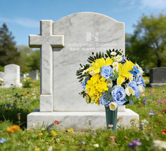 Grave vase for tombstone decoration ready for gravesite installation