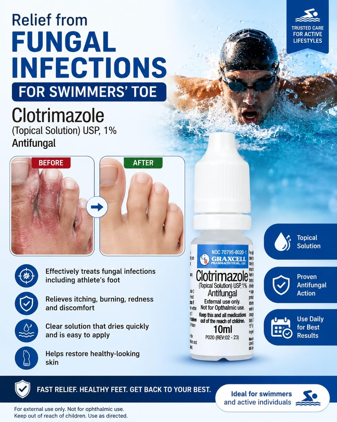 Graxcell Clotrimazole 1% antifungal topical solution pack of 1