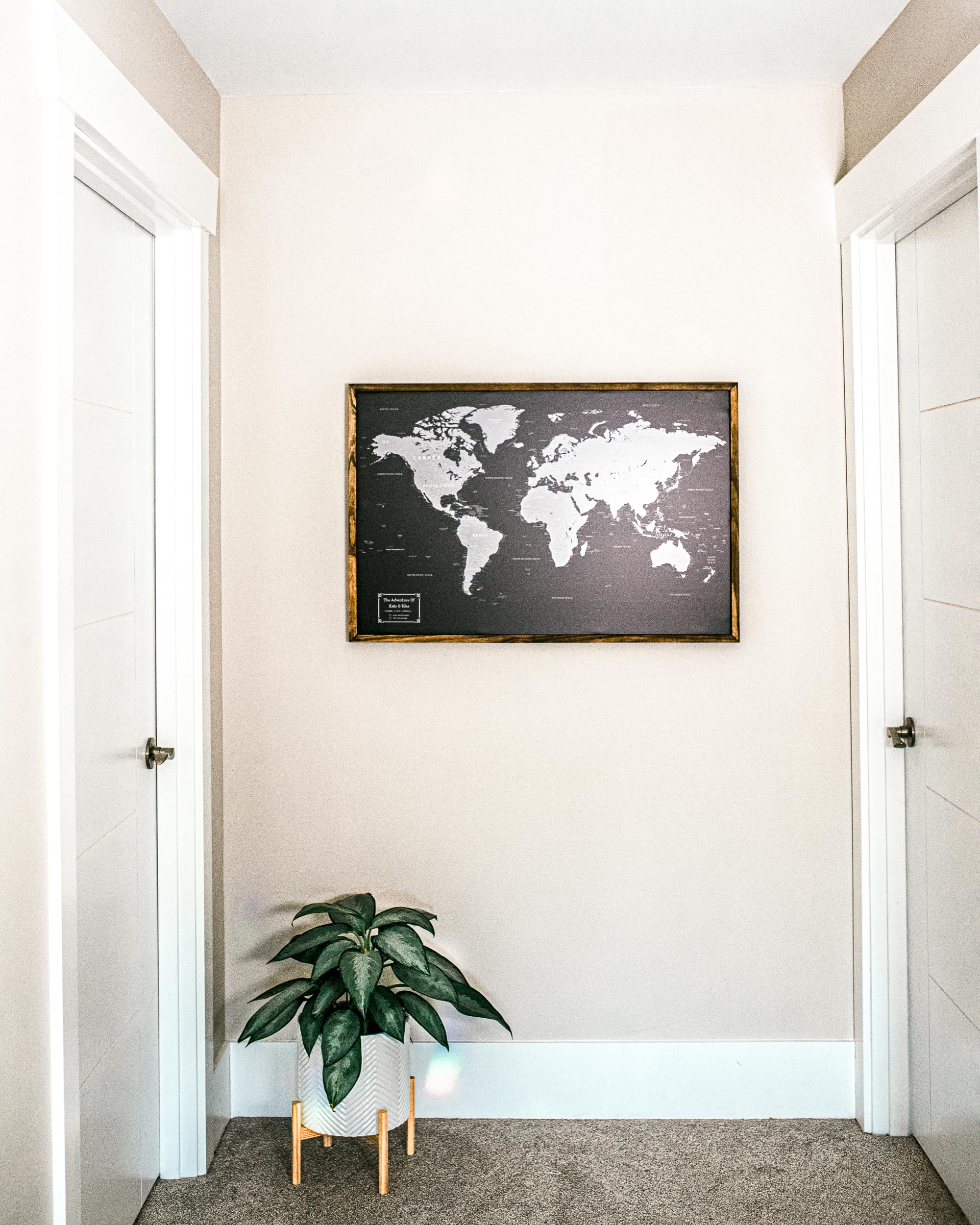 Gray Wash frame option for Push Pin World Map