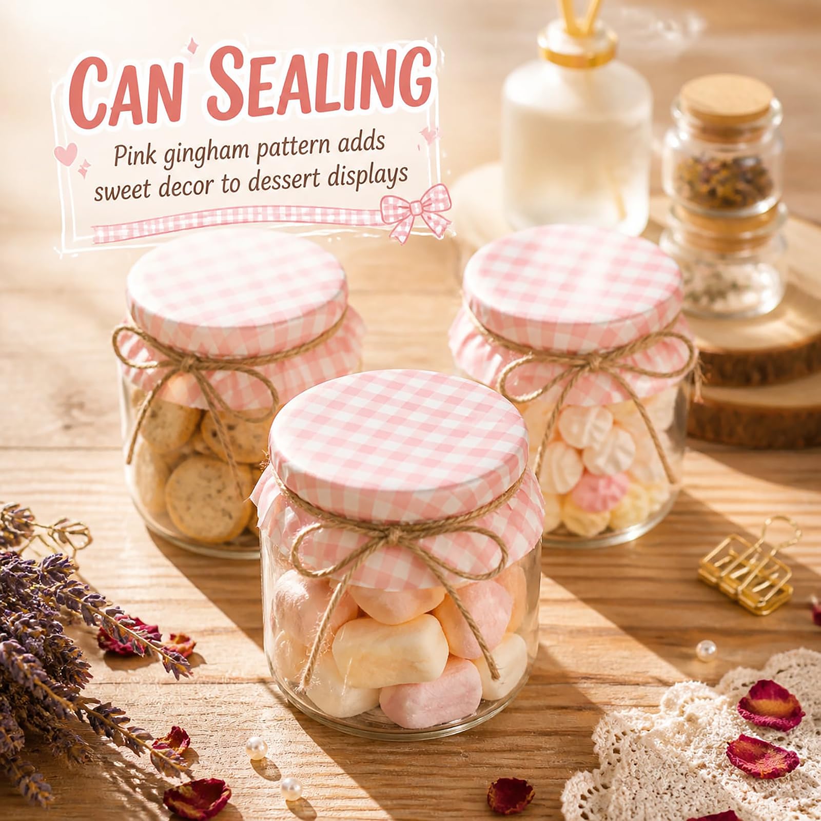Dusty pink gingham wax paper for weddings and parties