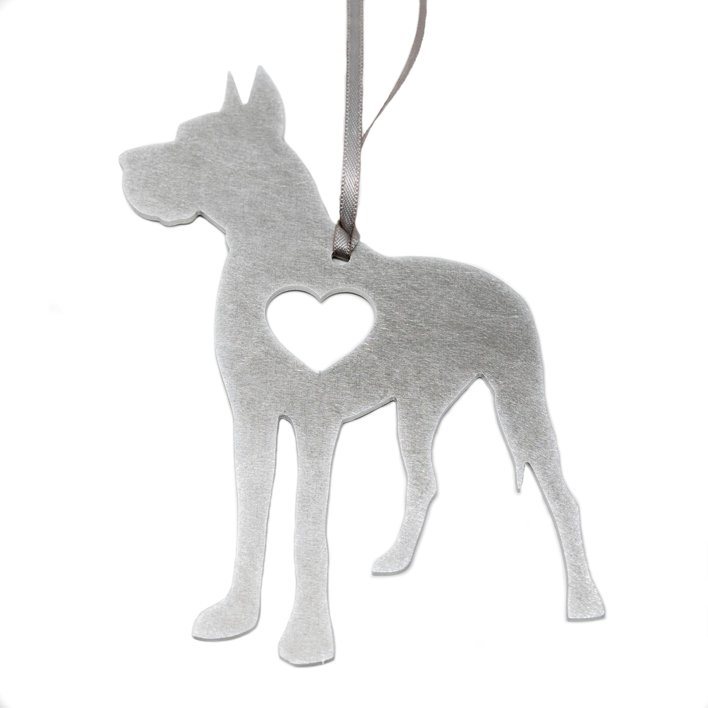 Great Dane Gifts Metal Ornament Aluminum size 4.5 x 3.4 inches ready to hang