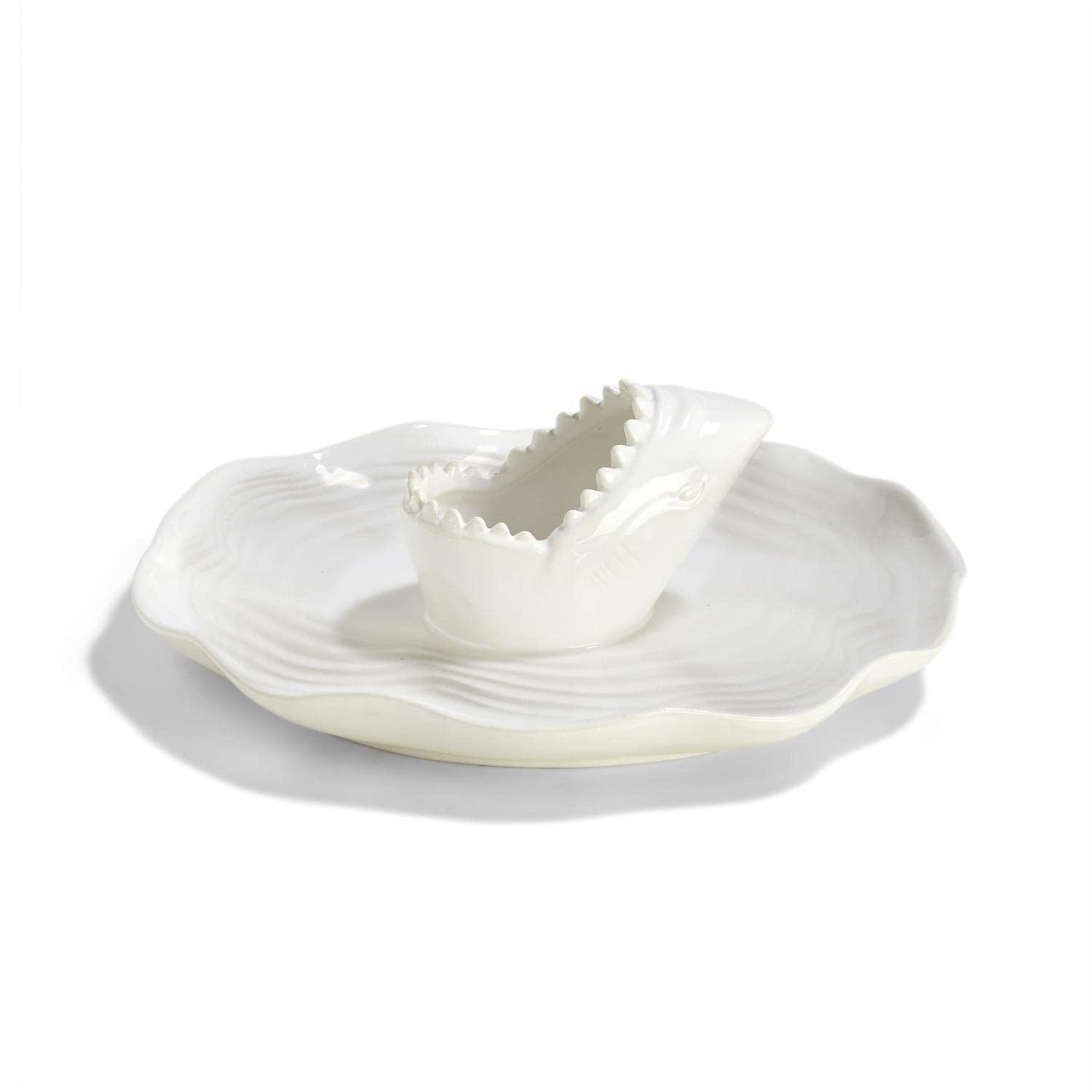 Great White Shark Chip and Dip Bowl ceramic serving dish by Two's Company