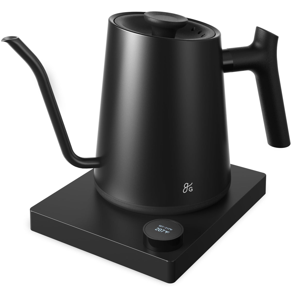 Greater Goods gooseneck electric kettle front view