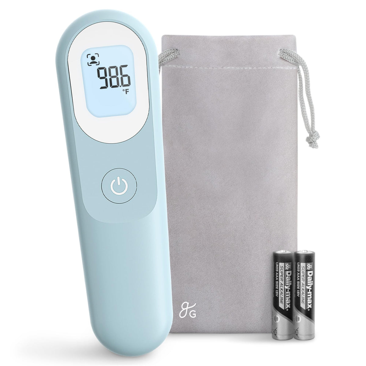 Greater Goods no-touch infrared thermometer powder blue product image