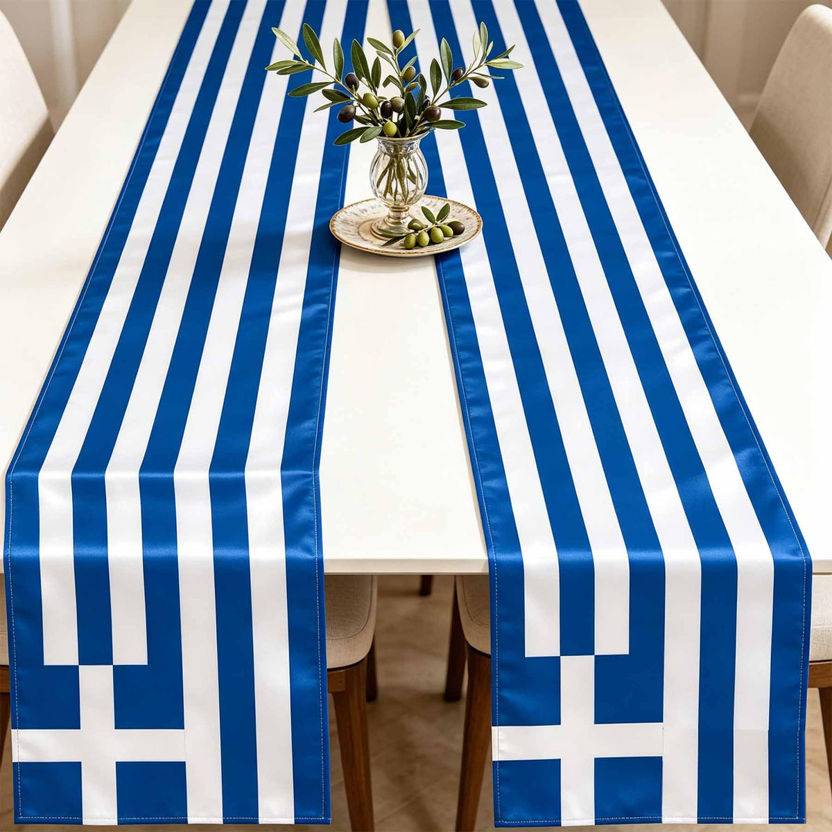 Greece flag table runner 2pcs 12x72 inches
