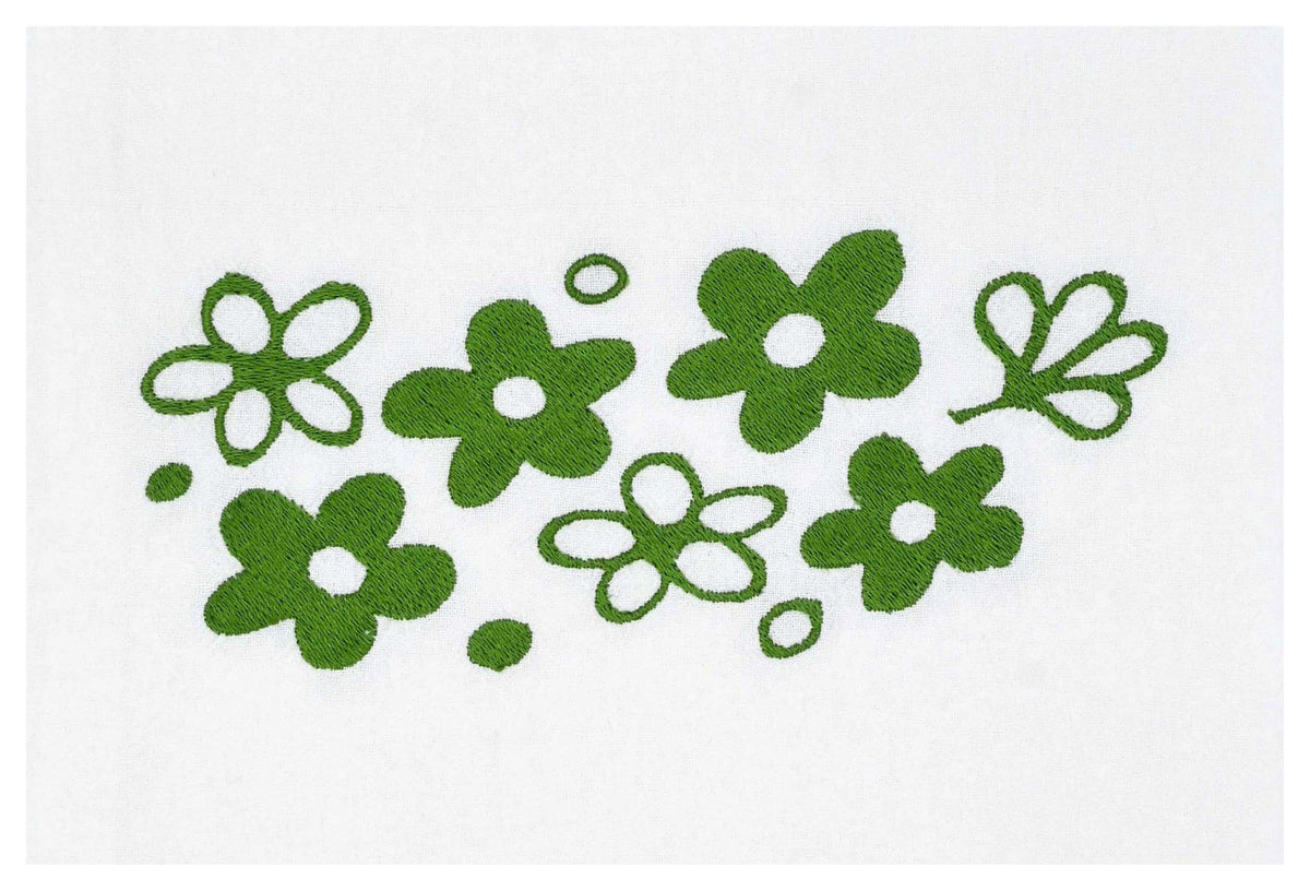 Green Acorn Kitchen embroidered flour sack towel with Spring Blossom pattern
