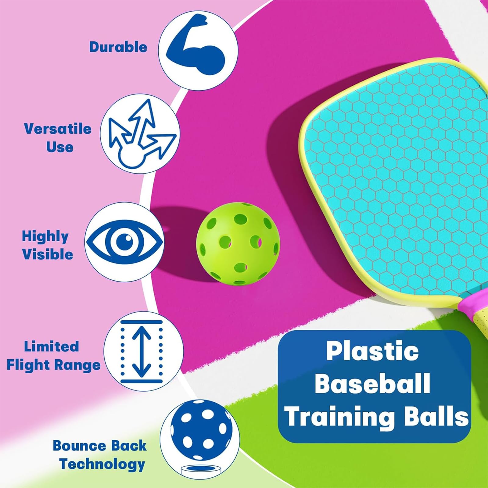 Baseball practice balls with 26 holes design for low flight