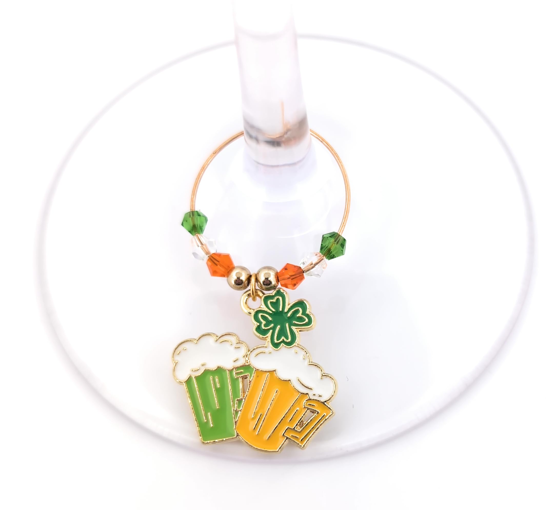 Enamel finish gold tone wine charms for glasses