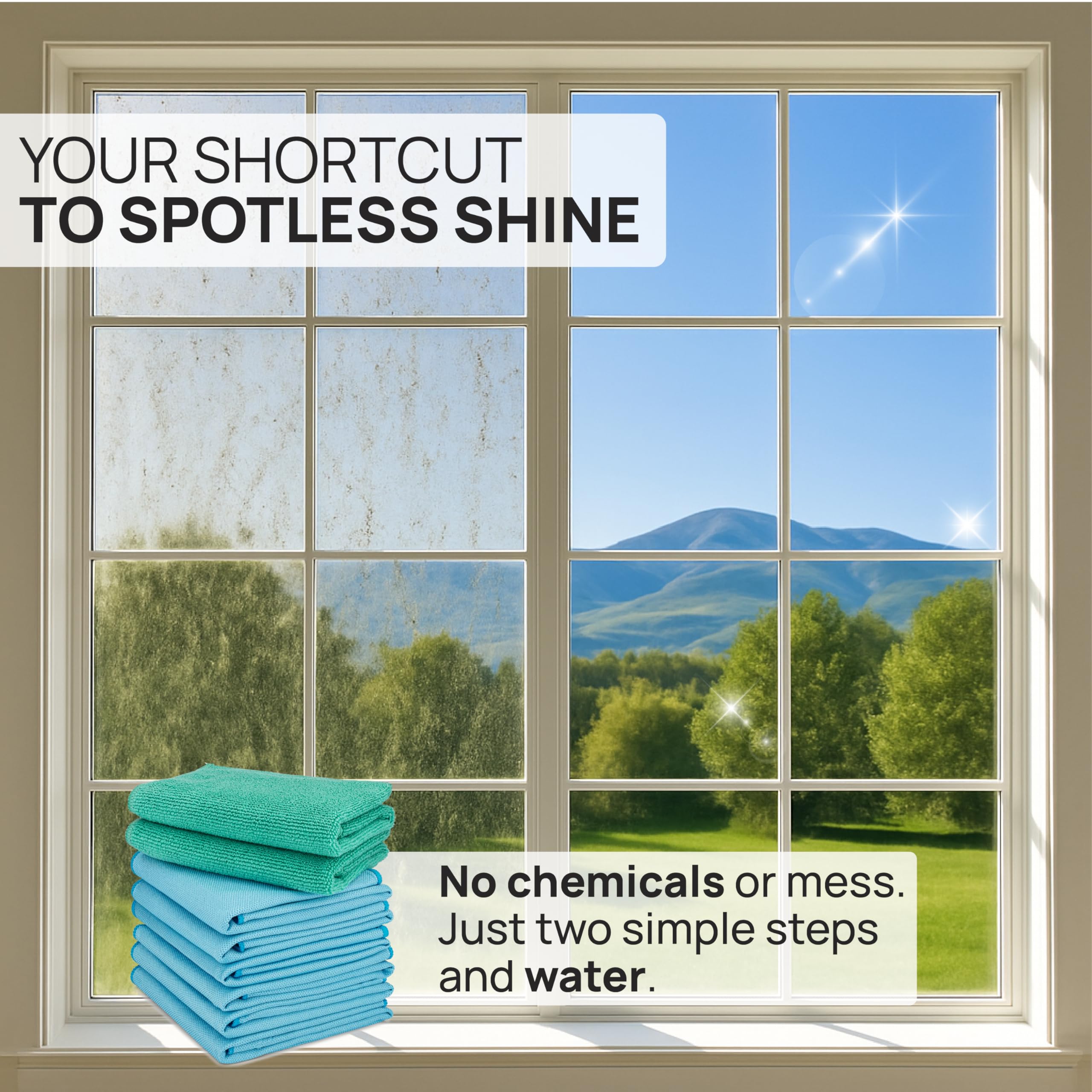 Green 12x12 microfiber glass cleaning cloth from the set