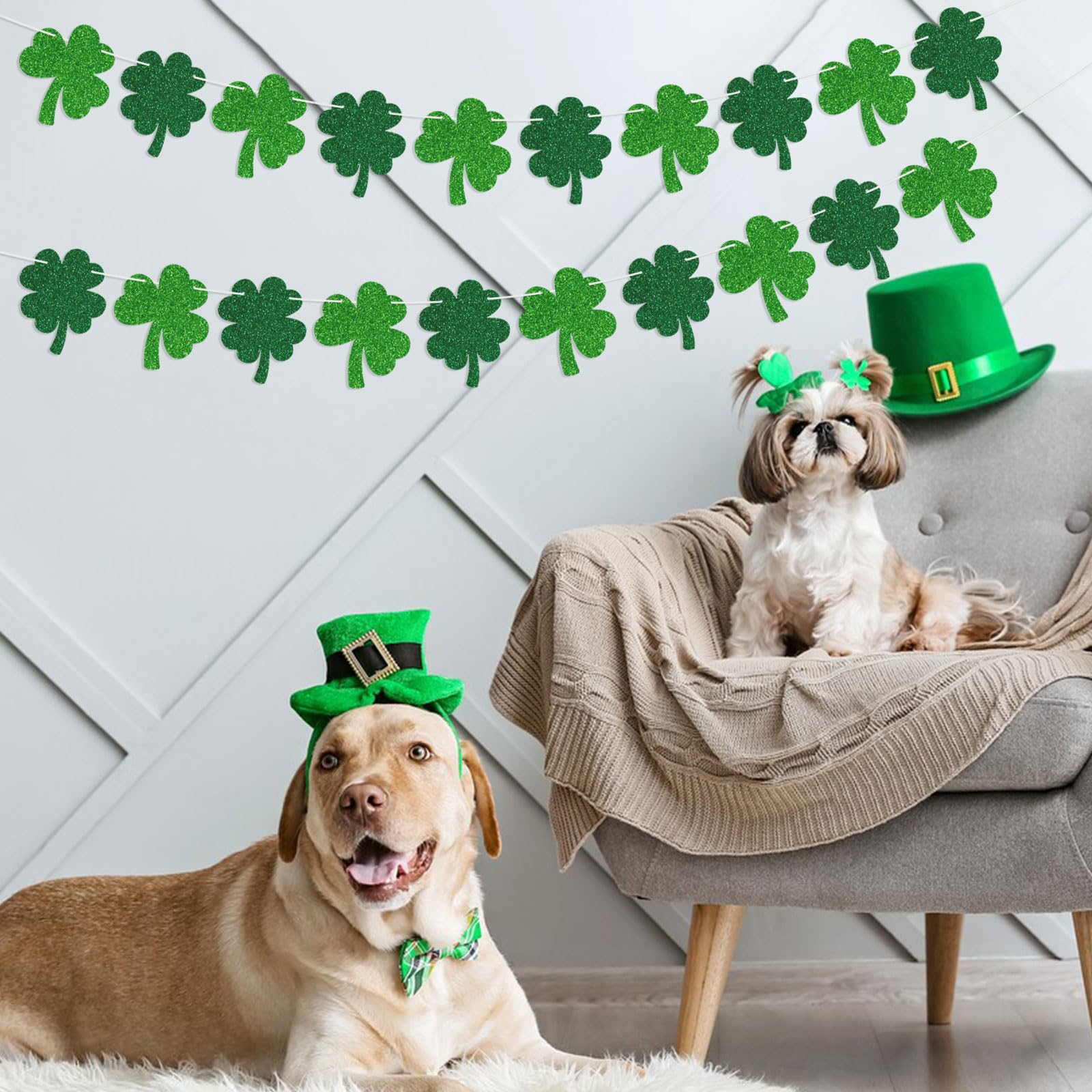 Green clover decor for St Patrick's Day party