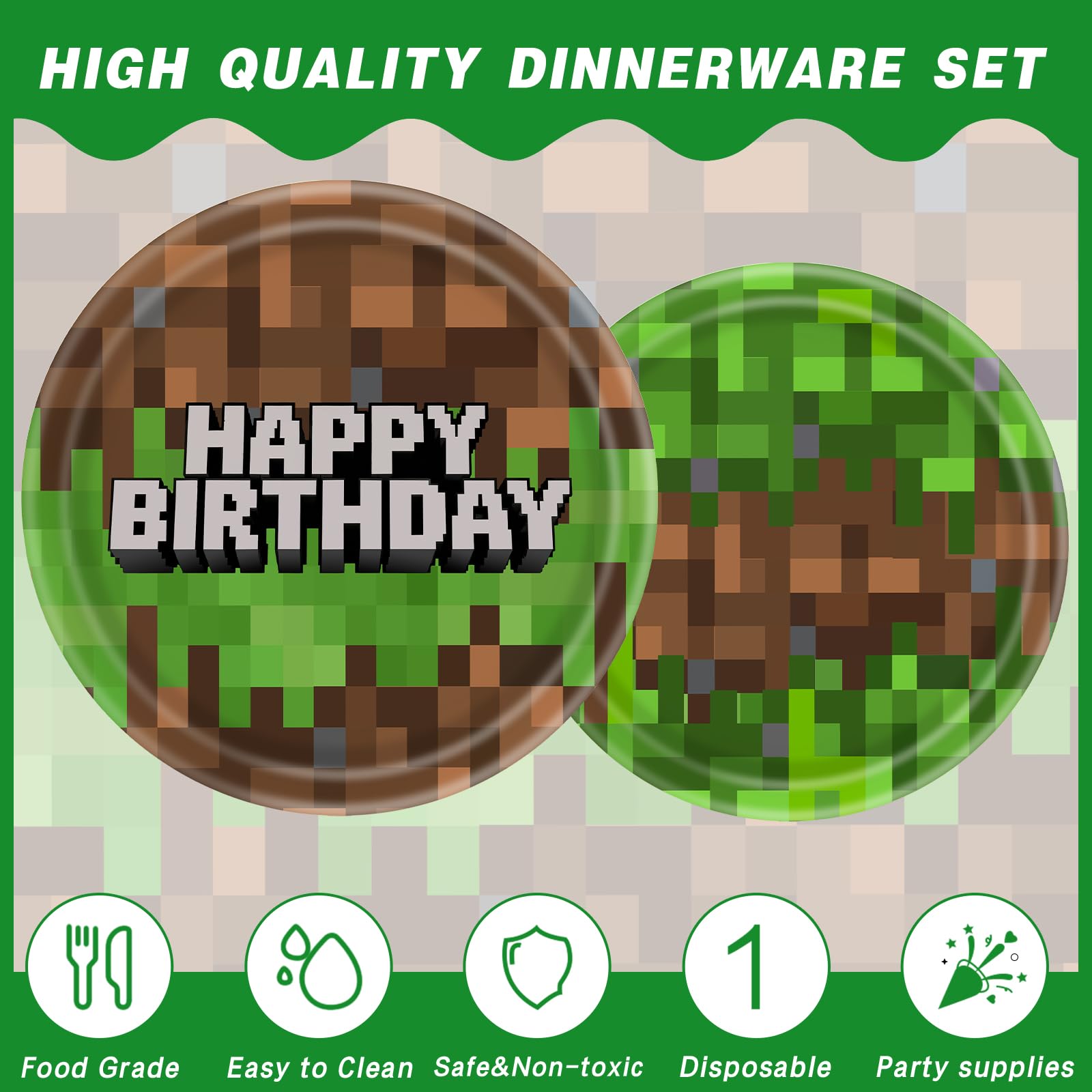 Green disposable cups for birthday party