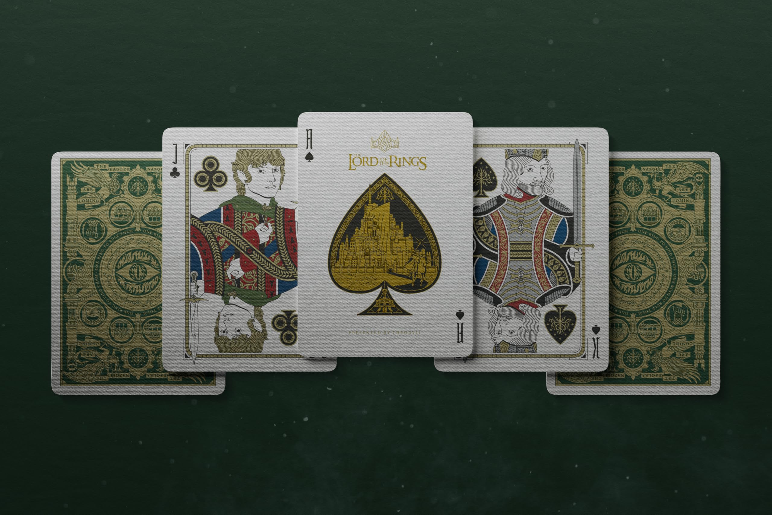 green and gold LOTR box with deck