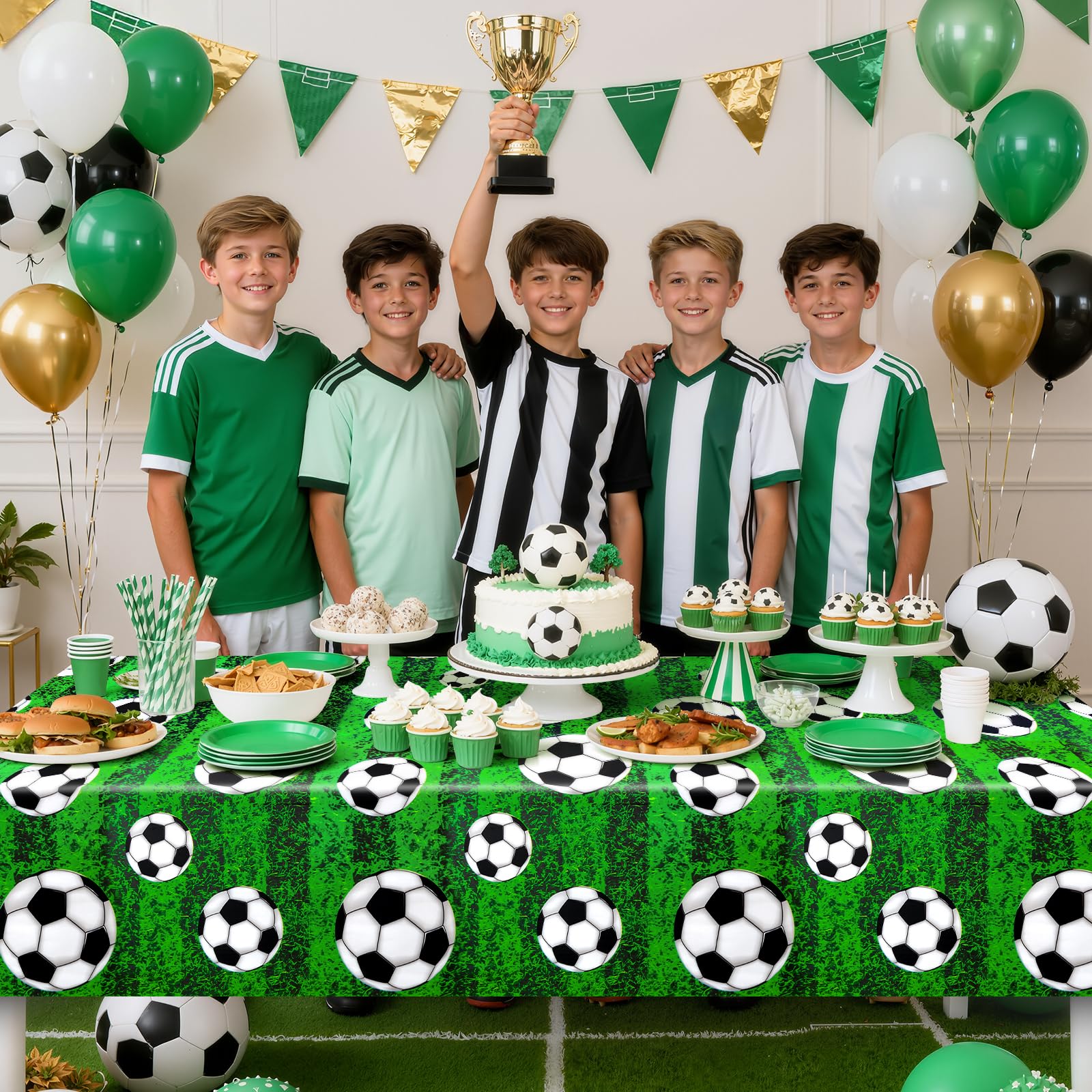 Green grass design tablecloth for game day parties