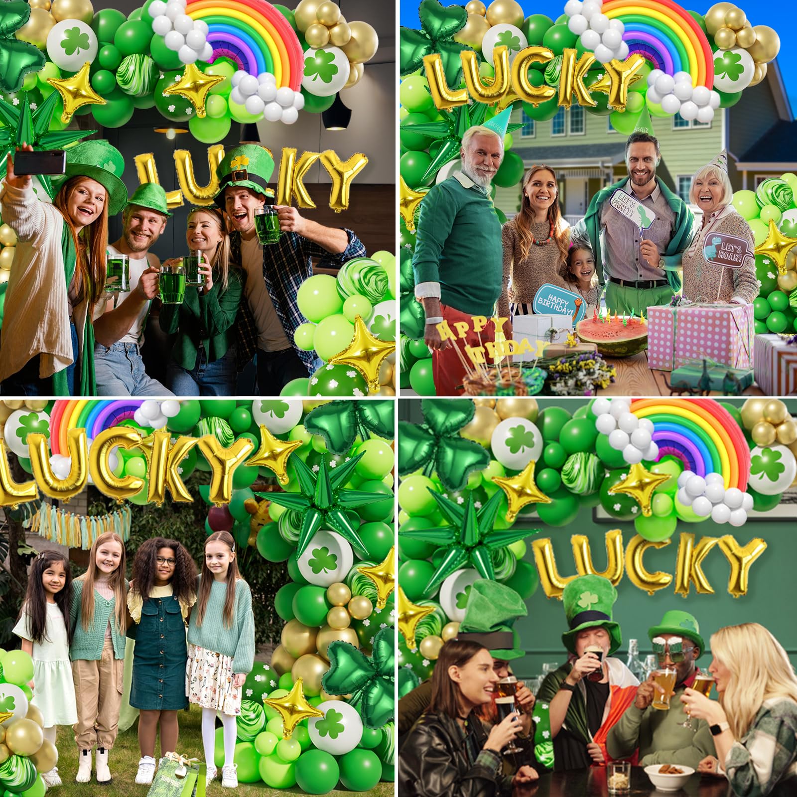 Green latex balloons in assorted sizes for garland