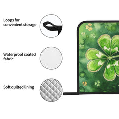 Two-pack shamrock potholders one with pocket