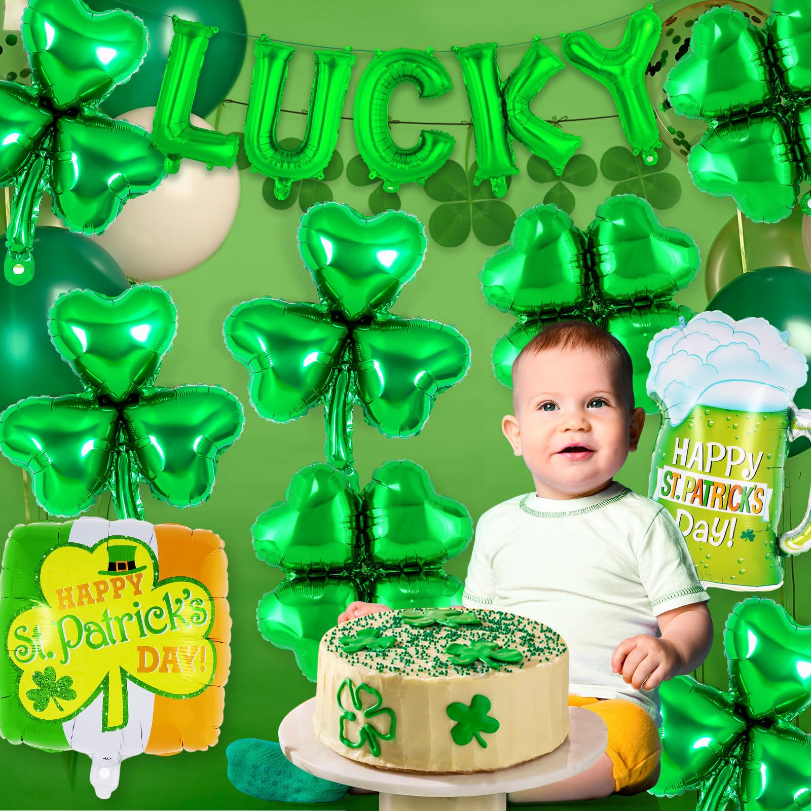 Green lucky letter balloon set for St Patrick’s Day