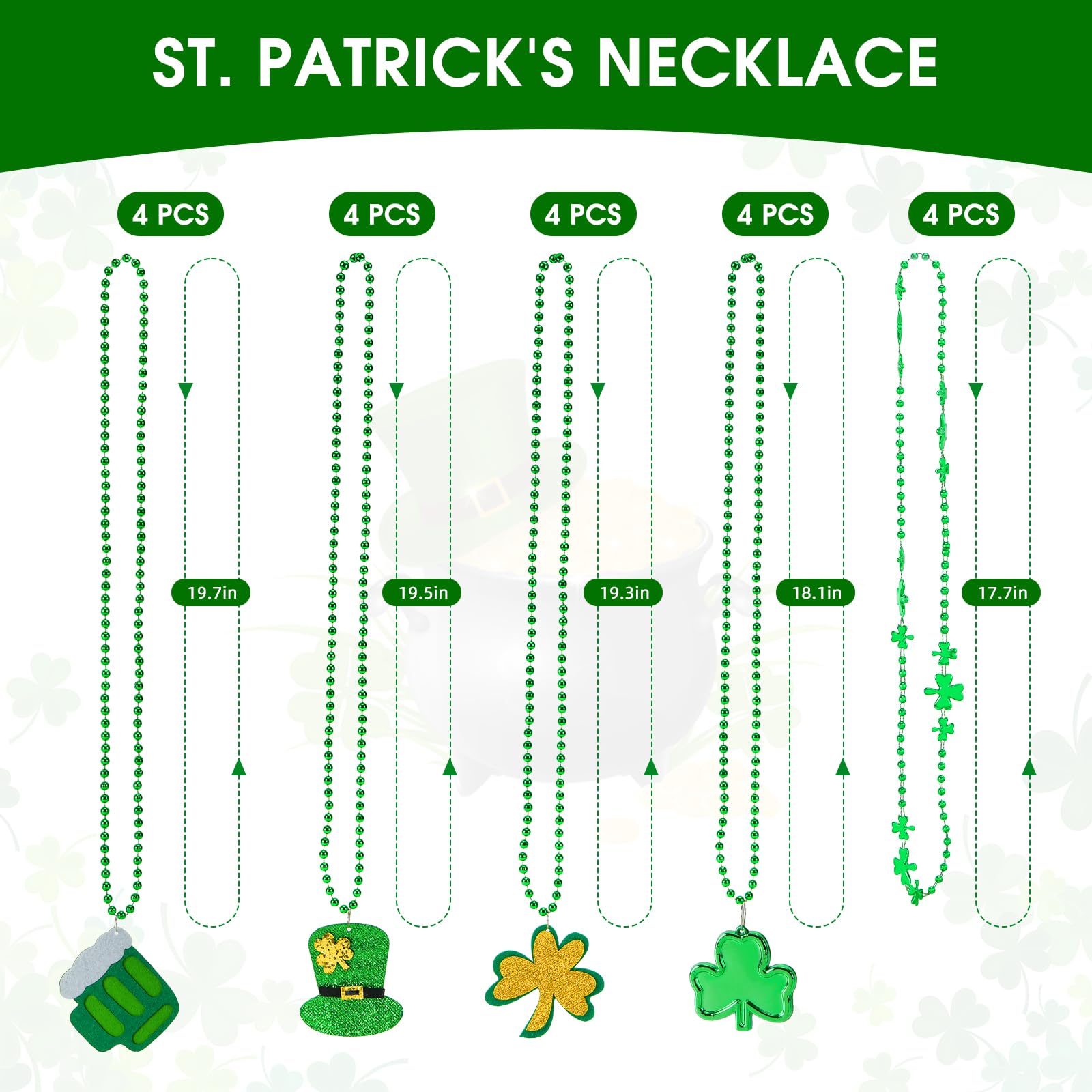 Irish party decor accessory in green metallic beads