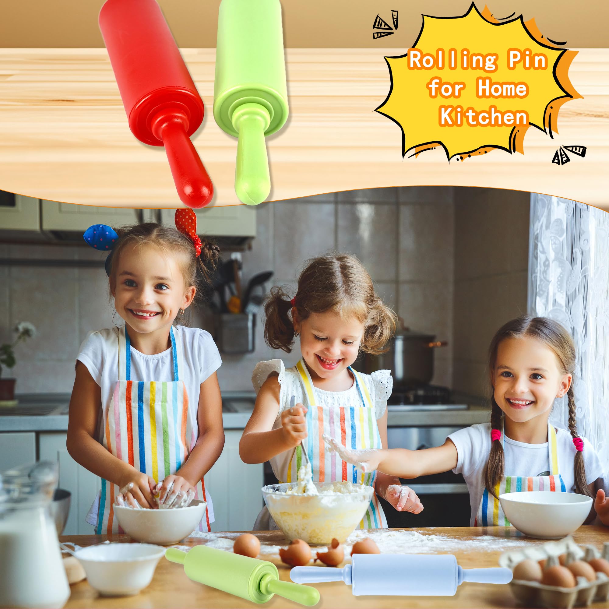 Green mini rolling pin color option in set