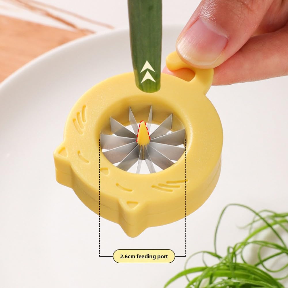 Green onion shredder recessed blades safety design