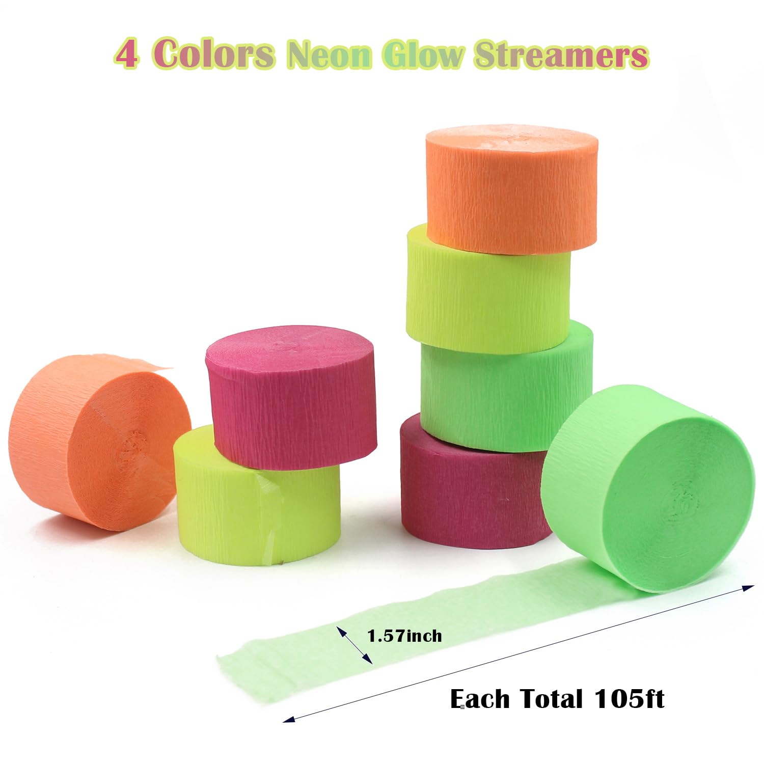 green orange yellow pink neon streamers for decor