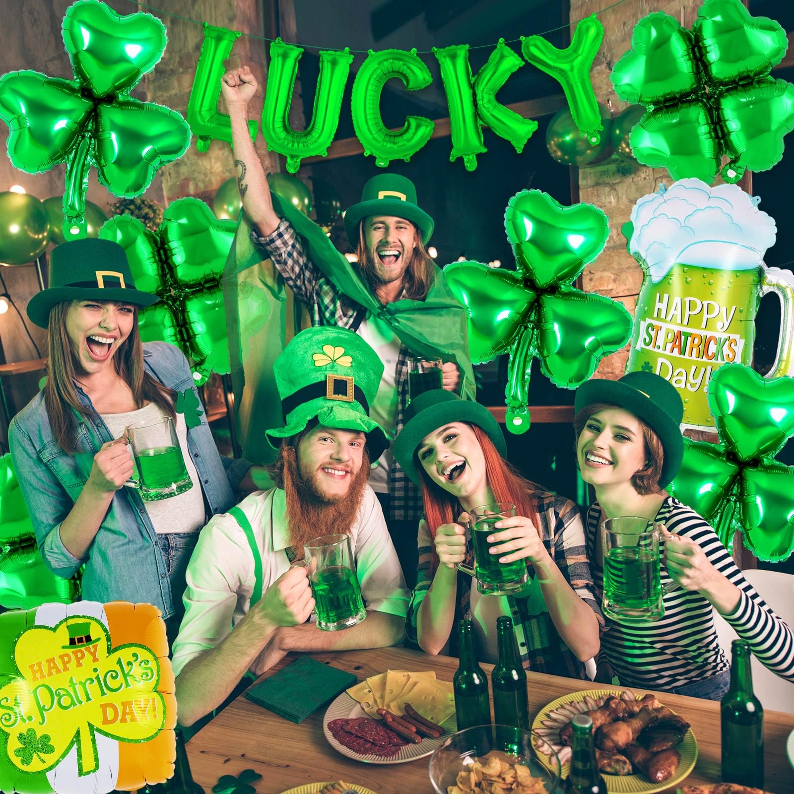 Green ribbons and straw included with St Patrick’s Day balloons
