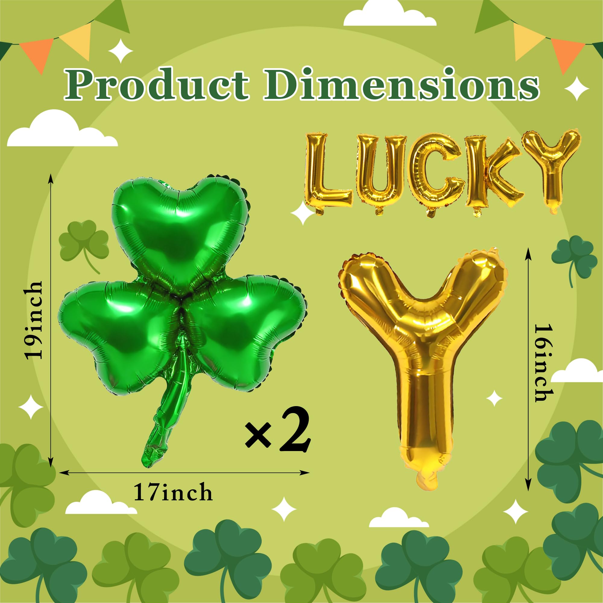 Green shamrock foil balloon 18in close up