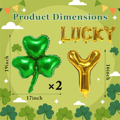 Green shamrock foil balloon 18in close up