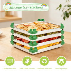 Green silicone tray stackers for sheet pans