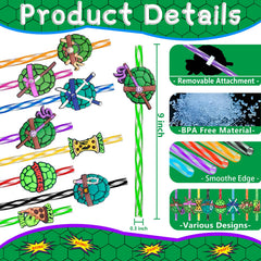 green turtles straw set for ninja turtle themed party decorations