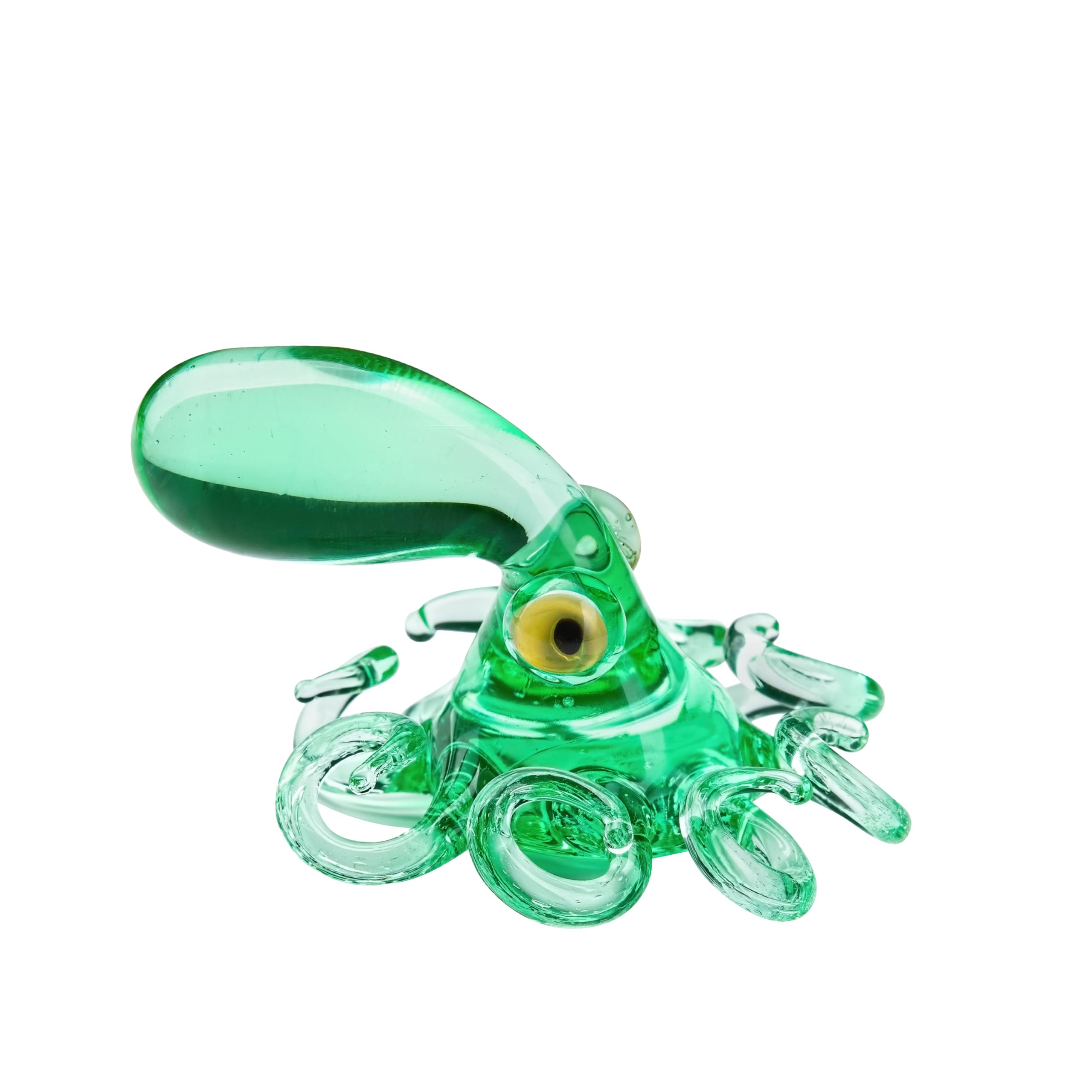 Green uranium glass octopus figurine on display