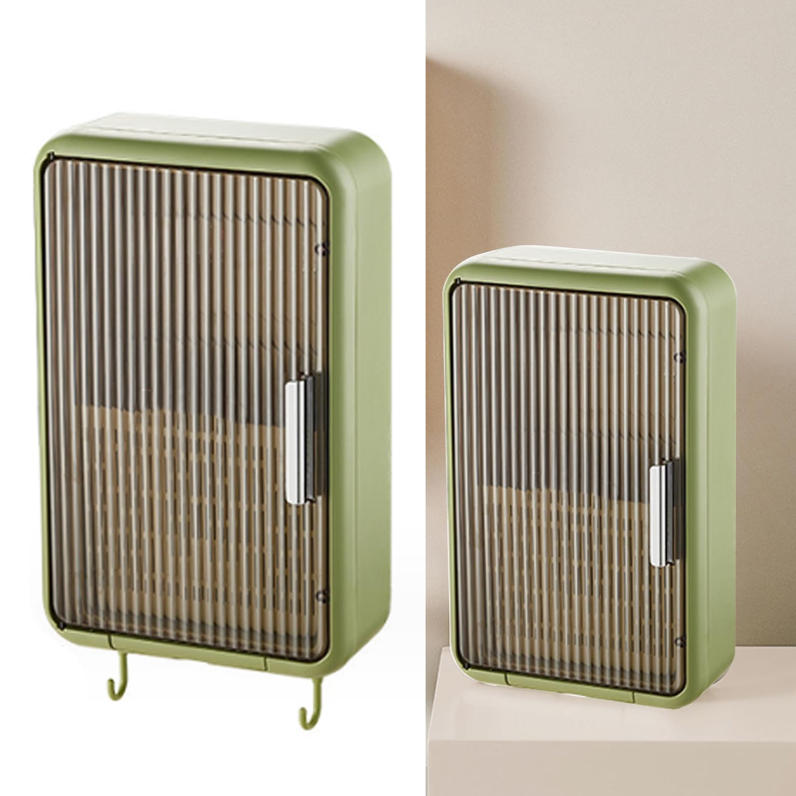 Green wall mounted kitchen storage