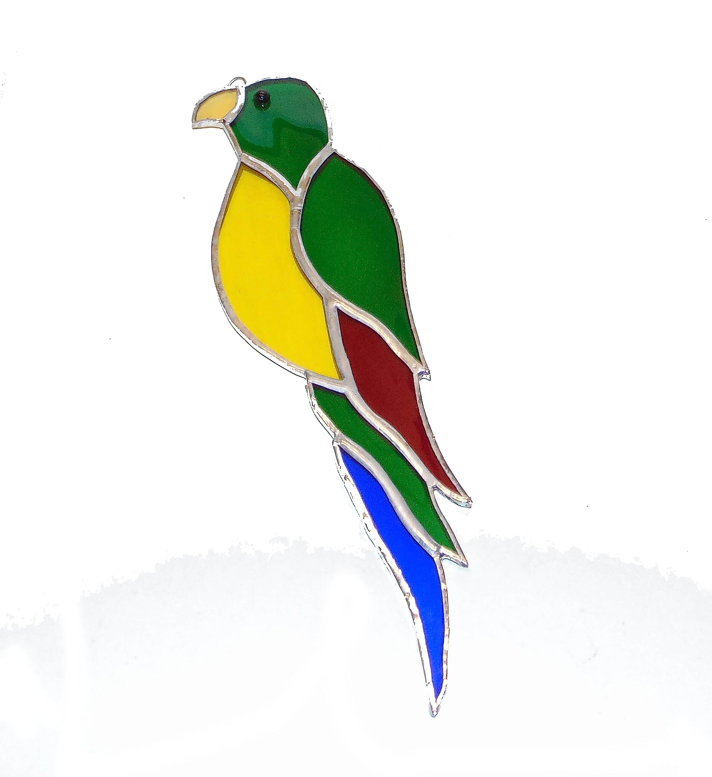 Green parrot sun catcher gift for home or garden