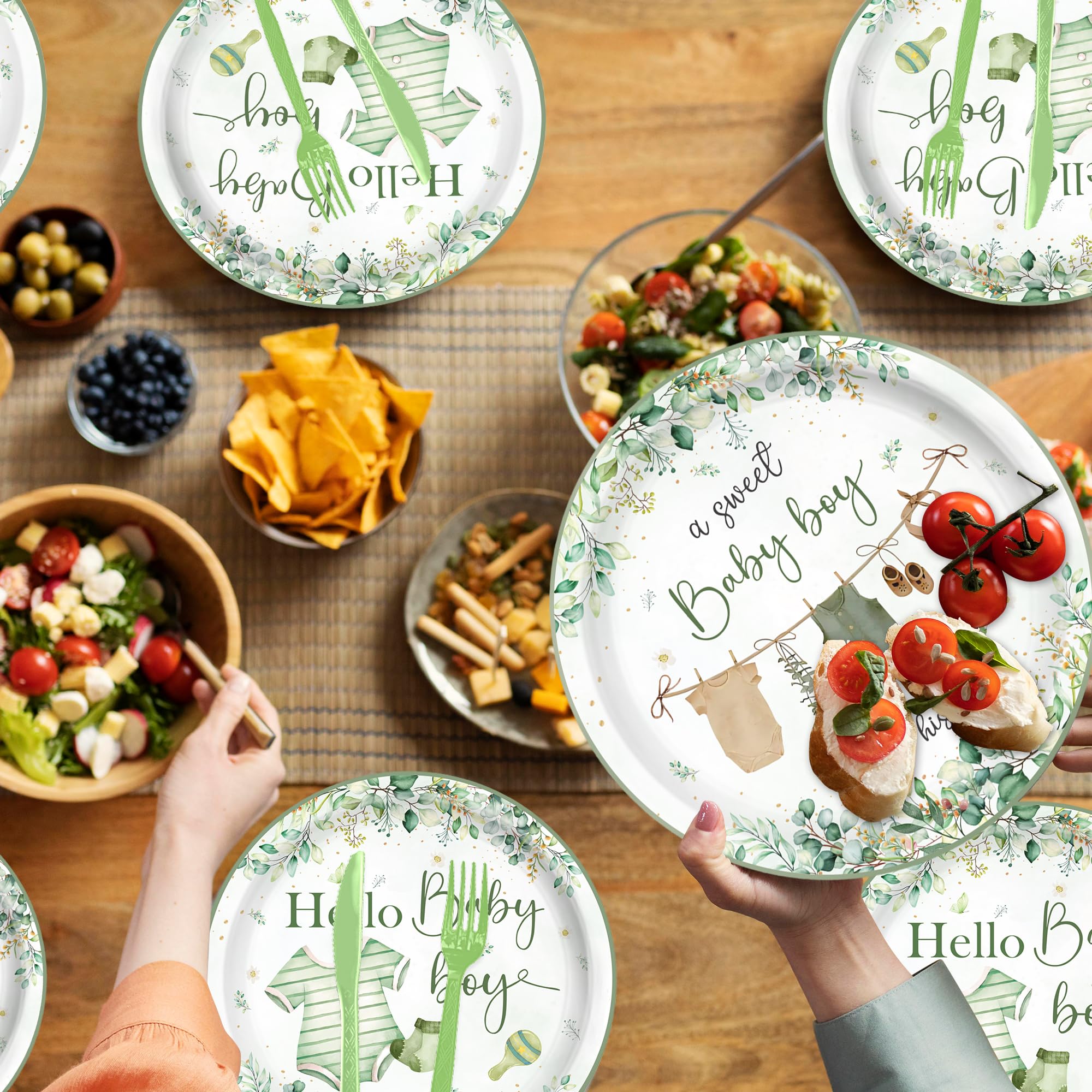 greenery baby boy shower cups set