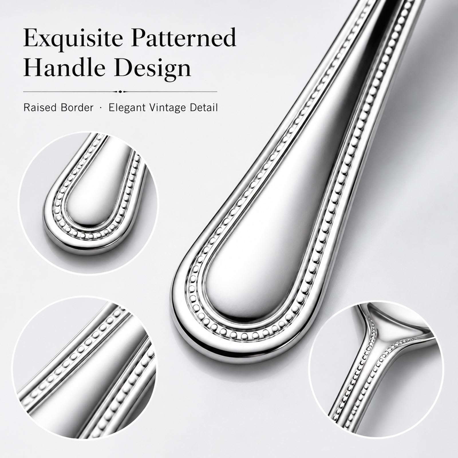 Greenloom 20 Piece Silverware Set patterned handle design close up