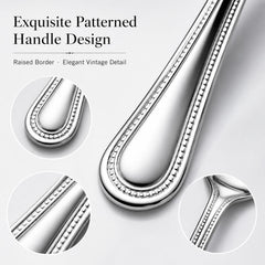 Greenloom 20 Piece Silverware Set patterned handle design close up