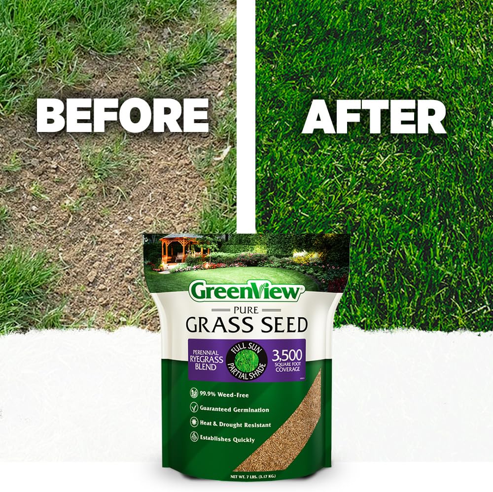7 lb bag of GreenView lawn seed suitable for fall planting and overseeding