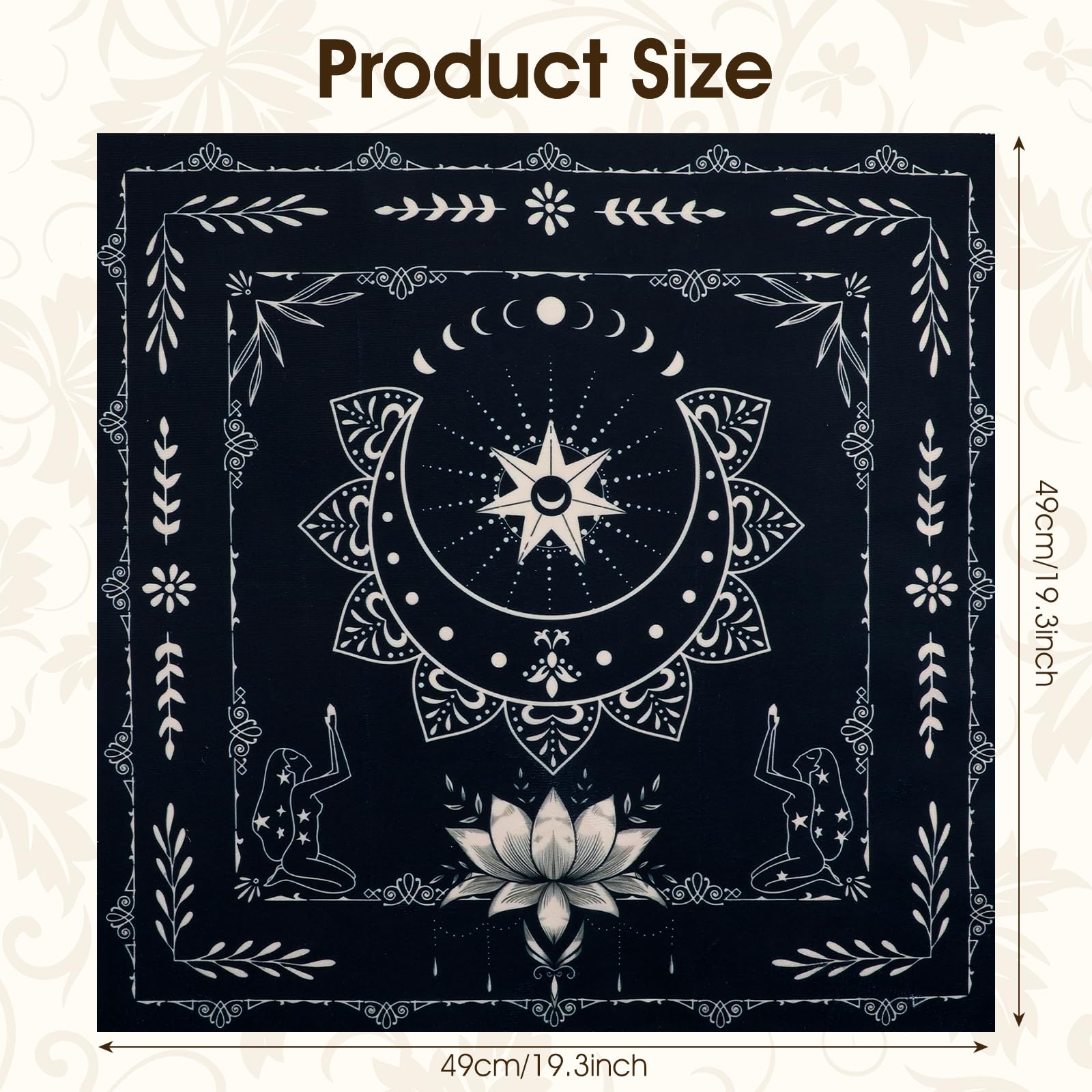 Square divination mat for tarot readings polyester