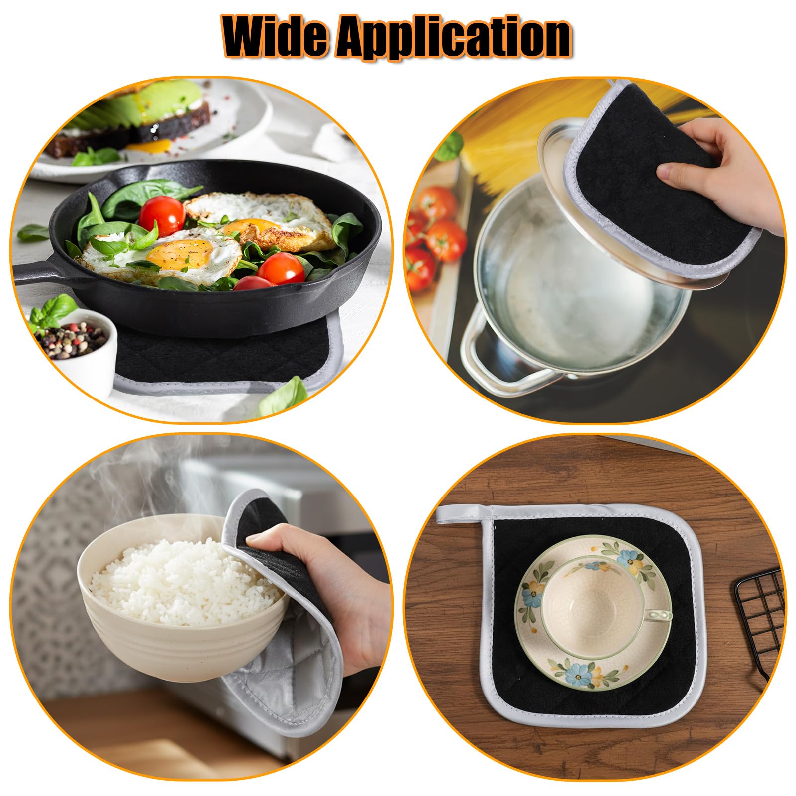 Grey Black AOZUO pot holders bulk 7x7 inches