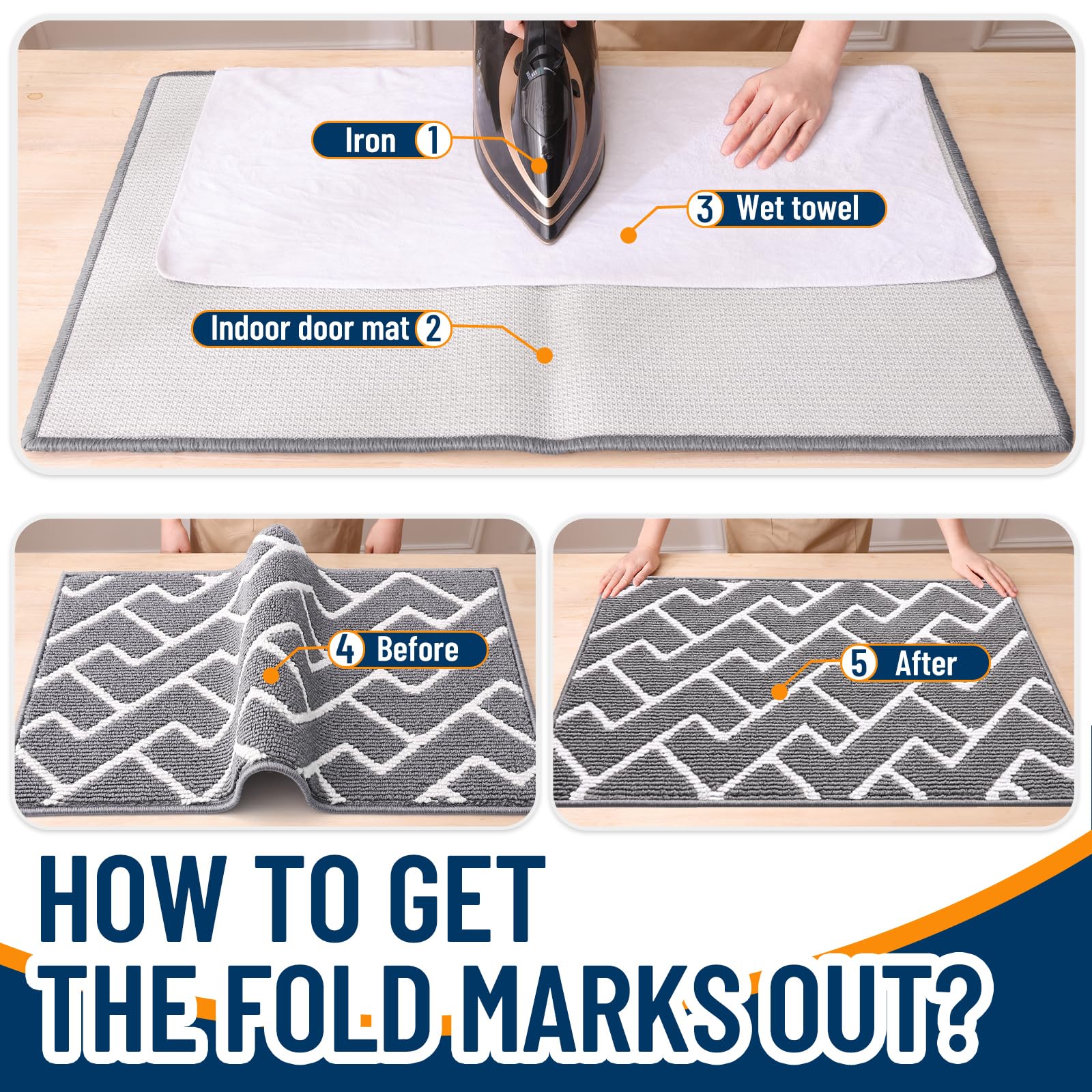 Grey geometric style mat for entryways by OLANLY
