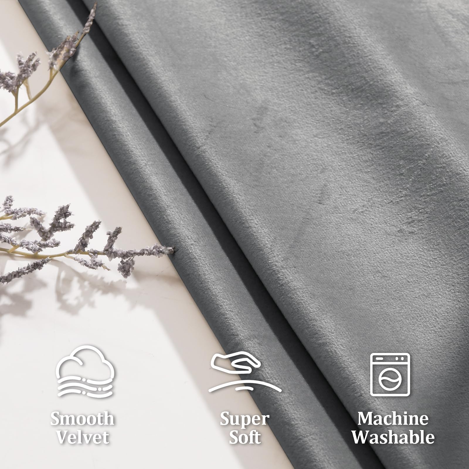 eight silver grommets on velvet curtains