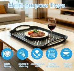 durable plastic and silicone serving tray grey white