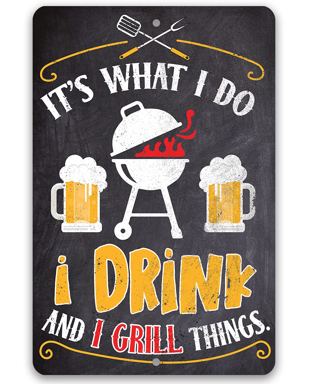 Grill Signs durable metal sign 8x12 for indoor or outdoor display