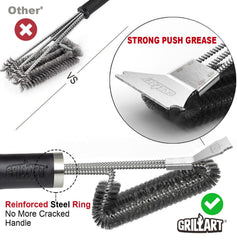 Stainless steel bristle grill brush for safe cleaning