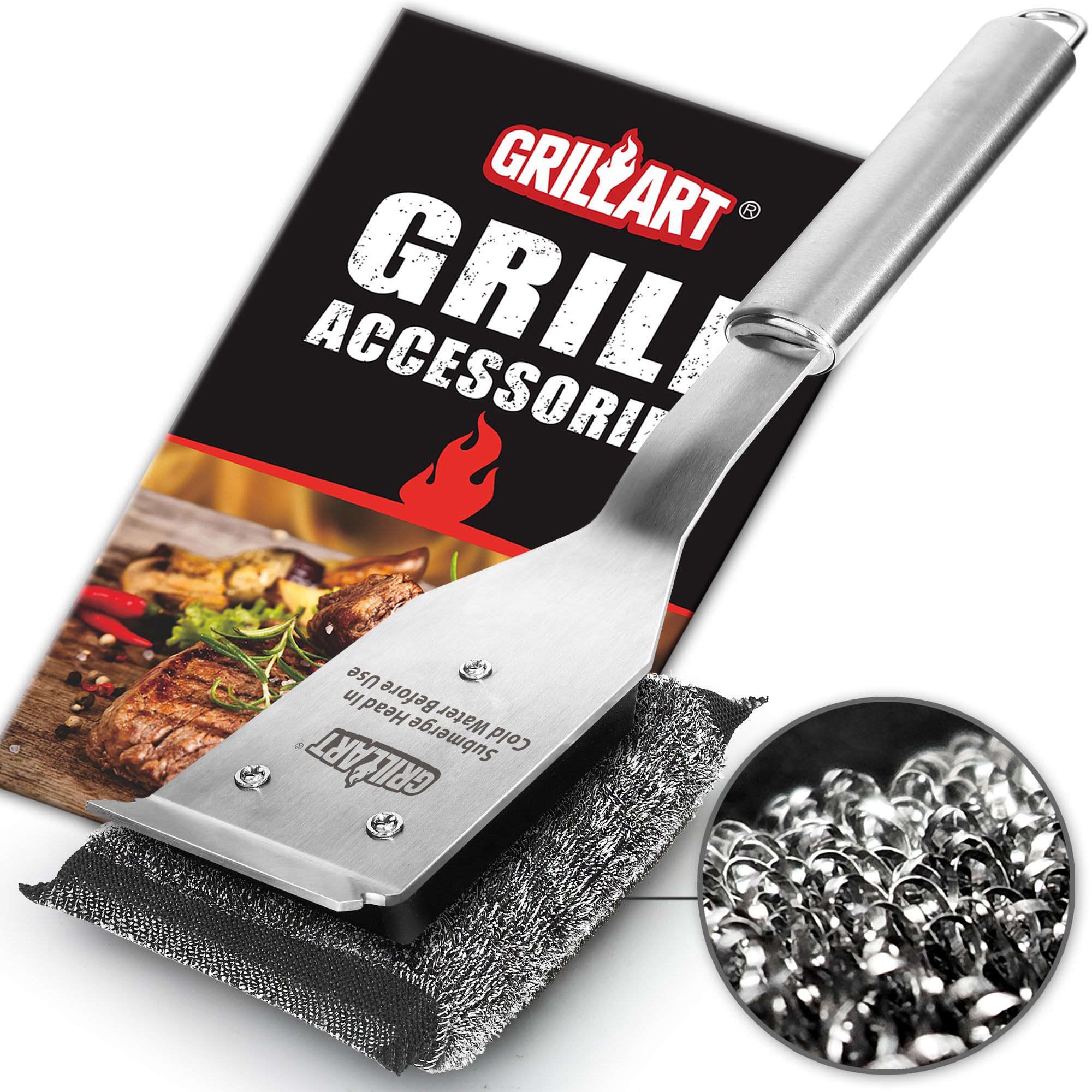 GRILLART Bristle Free Grill Brush with StelFyber Head